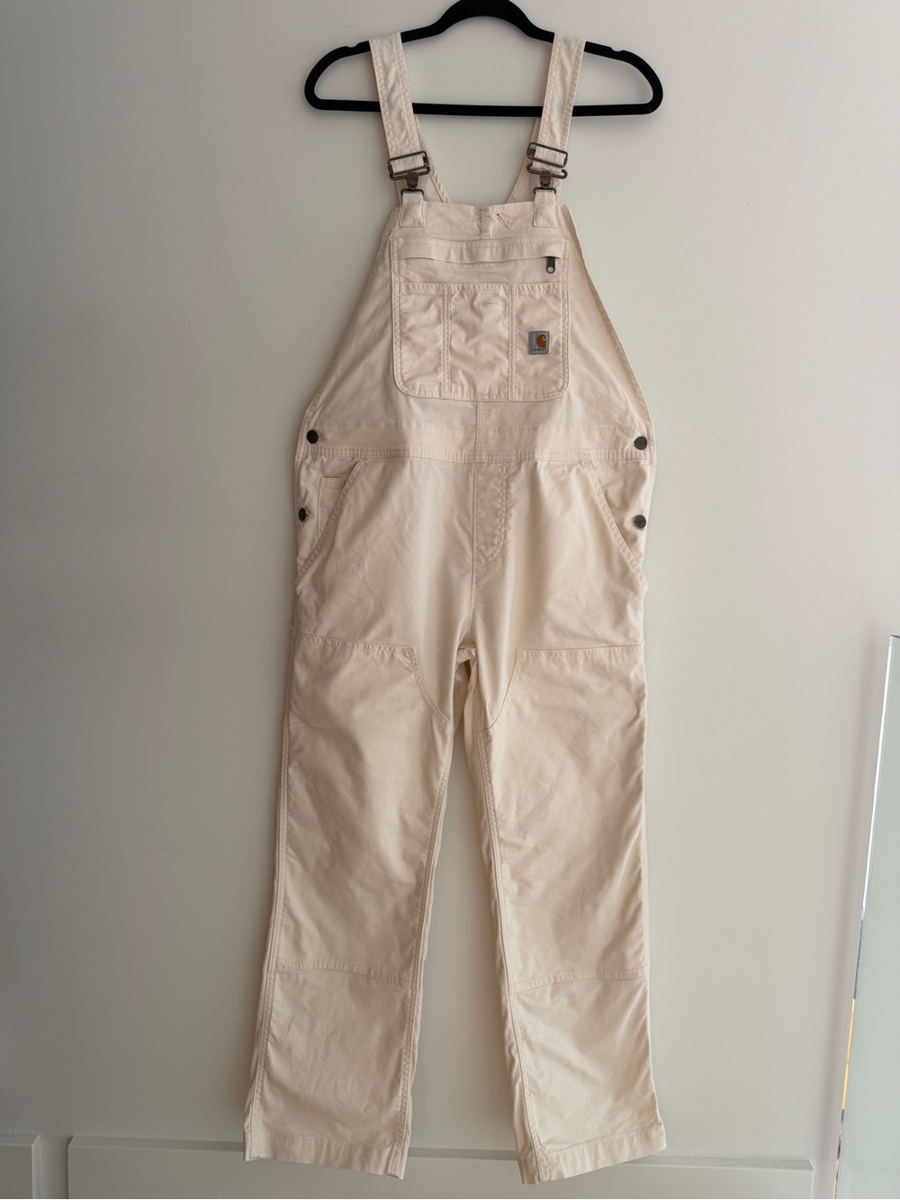 CARHARTT Loose Fit Canvas Bib Overalls Natural Colour Work Pants Streetwear